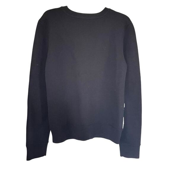 Tory Burch Black Merino Wool Geometric Striped Silk Panel Crewneck Sweater Sz XS - Picture 5 of 8